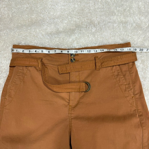 CABI #6045 Paper Bag Cargo Pants Burnt Orange Belted Straight Leg Women's Sz 10 - Picture 5 of 11